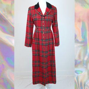 Vintage 80s Plaid Jessica Howard Tie Back Dress